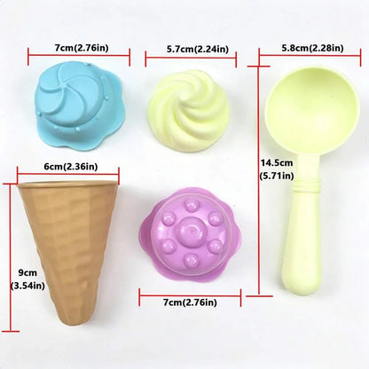 Creative Ice Cream Shaped Beach Sand Molding Toys All Season Snow Sand Play Tools Game Kit for Seaside Backyard Interactive Fun