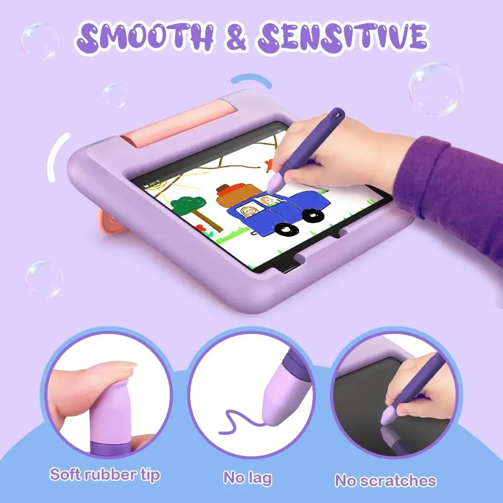Anti-Rolling Kid-Friendly Stylus Pens Kids Silicone Tablet Stylus Pens All Touch Screen Devices with Anti-lost Tether