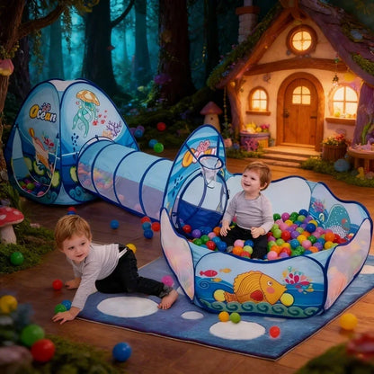 Portable 3 In 1 Kids Play Set Tent Ball Pit Crawling Tunnel Ball Pool Playpen Yard Room Indoor Playground Gift Toy For Children