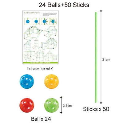 Kids Creative Fort Building Blocks Indoor Tent Brick Kit DIY Educational Building Castle Assembled Toys Ball Games Toy Gift