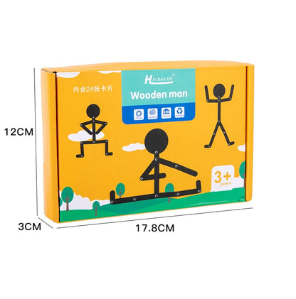 Kids Puzzle Toy Sports Wooden Man Montessori Education Develop Baby Imagination Exercise Hands-on Ability 2-6 Years Play Gift