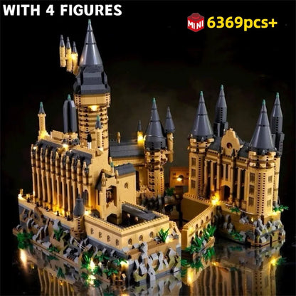 6369pcs Creative Magic Castle Building Blocks with Light STEM Educational Toy DIY Model Kit Desktop Decoration Gift for Kids