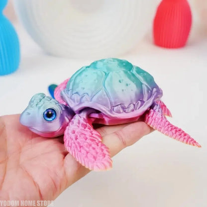 Creative Kids 3D Printed Turtle Figurine Movable Joints Desktop Decor for Christmas Birthday Gifts Decoration Crafts Figurines