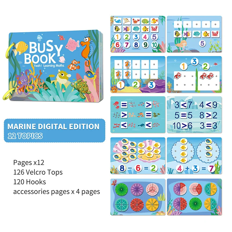 Busy Book for Kids Toddlers Ages 3-6 Montessori Quiet Book Preschool Learning Activity Books Reusable Sticker & Velcro Matching