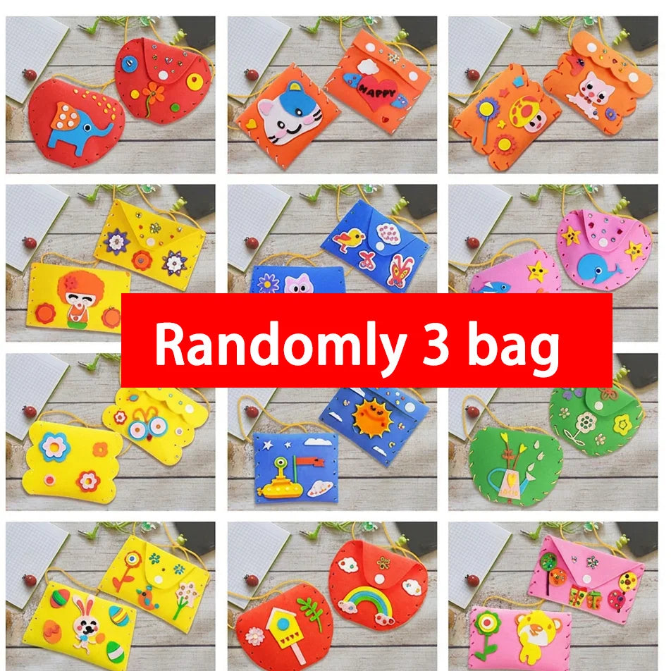 Kids Sewing Craft Kit DIY Cartoon Wallet Handmade EVA Kit Educational Toys Birthday Gift for Girls Beginners