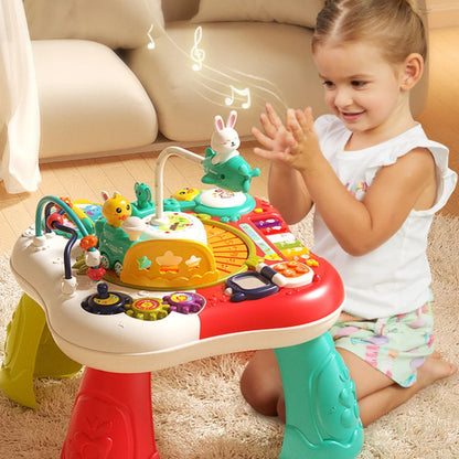 Montessori Activity Table for 6-36 Months 8-in-1 Sensory Learning Toy with Musical Keyboard Educational Play Center for Toddlers