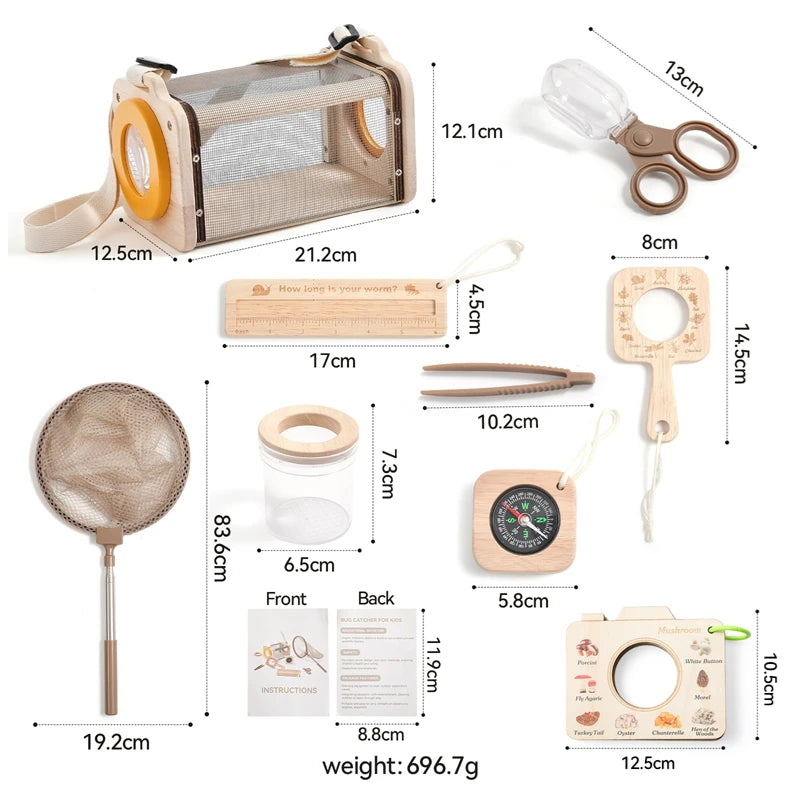 Kid Outdoor Explorer Kit Insect Leaf Cognitive Exploration Toy Montessori Toy Kid Wooden Wilderness Adventure Game Set Baby Gift
