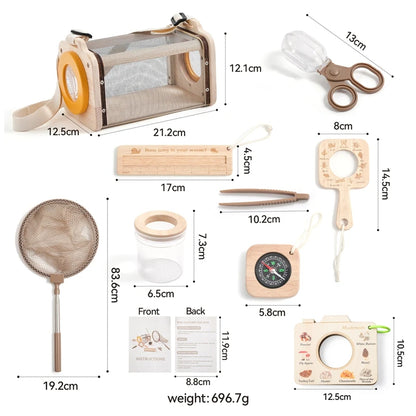 Kid Outdoor Explorer Kit Insect Leaf Cognitive Exploration Toy Montessori Toy Kid Wooden Wilderness Adventure Game Set Baby Gift