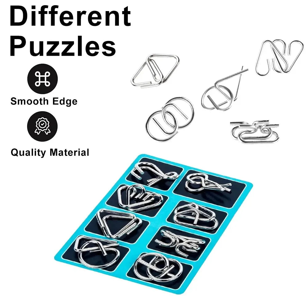 Montessori Series 8 Pcs Metal Educational Toys - Intelligence Interactive Game Unlock Widgets Kids Stress Relief Unique Toy