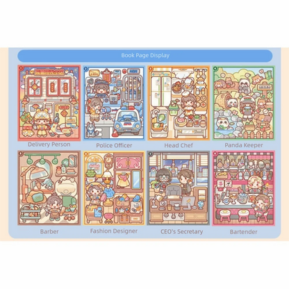 Creative Multicolor Occupation Quiet Book 2.5D 8 Kind Scene Miniature Scene Stickers Hands Training Paper Puzzle Sticker Toy