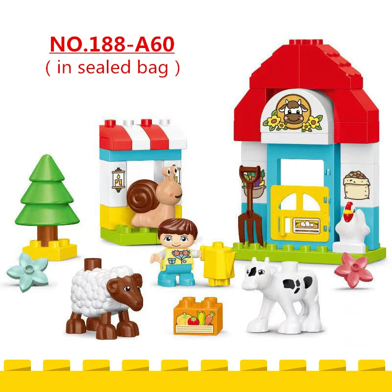 46pcs/set Creative Farm Series Large Particle Building Blocks Kindergarten Early Education Puzzle Toys For Kids Christmas Gifts