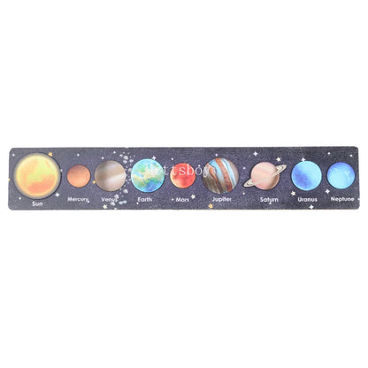 Baby Wooden Montessori Teaching Aids Science Cognition Jigsaw Puzzle Universe Solar System Eight Planet Matching Educational Toy
