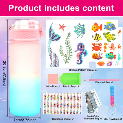 Water Bottle Kits Pretty Colorful Kids Water Bottle Gifts Safe Mermaid Water Bottle with Stickers Attractive Decorate Your Own
