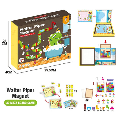 Montessori Children Intelligent Magnetic Book 3D Cartoon Puzzles Jigsaw Brain Training Game Educational Toys Kids Birthday Gift