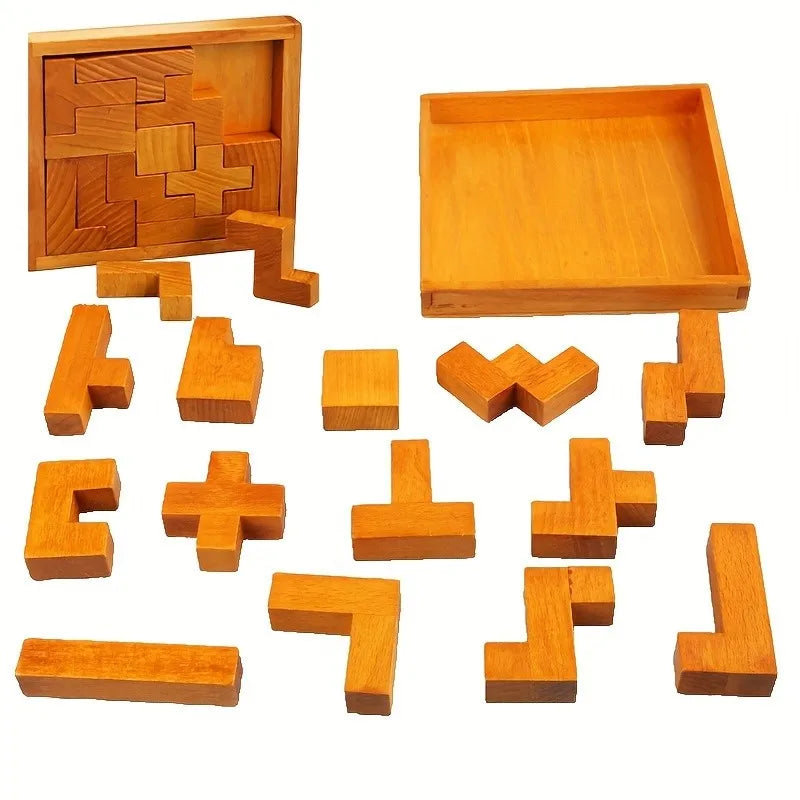 Deep Brown Advanced Busaurus Wooden Brain Teaser Puzzle - Challenging Mental Exercise for Teenager Toy Kids Toy