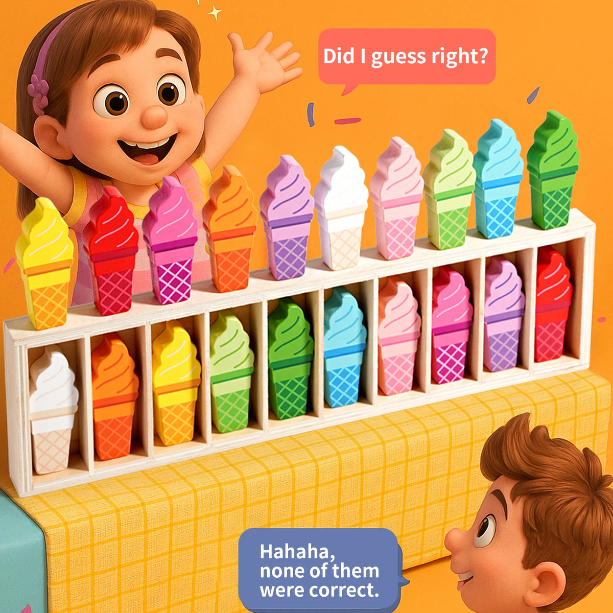 Creative Ice Cream Matching Interactive Game Memory Brain Training Color Cognition Learning Educational Toys for Kids Boys Girls