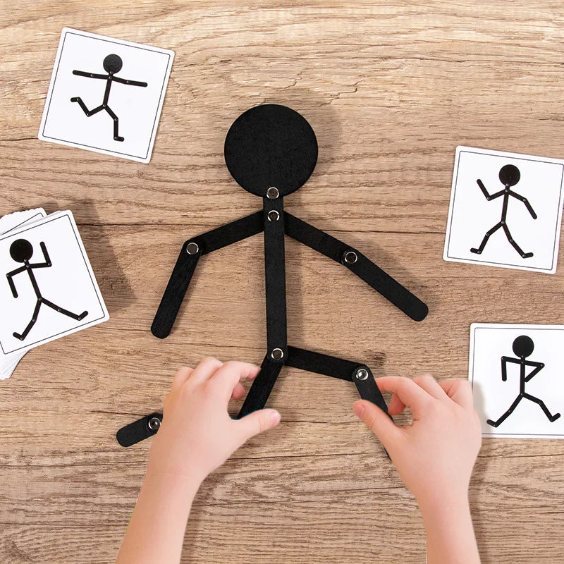 Kids Puzzle Toy Sports Wooden Man Montessori Education Develop Baby Imagination Exercise Hands-on Ability 2-6 Years Play Gift