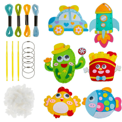 Kids Sewing Kit Woodland Animals Craft DIY Sewing Felt Plush Animals for Kids Beginners Educational Sewing Ornaments Art Toy Set