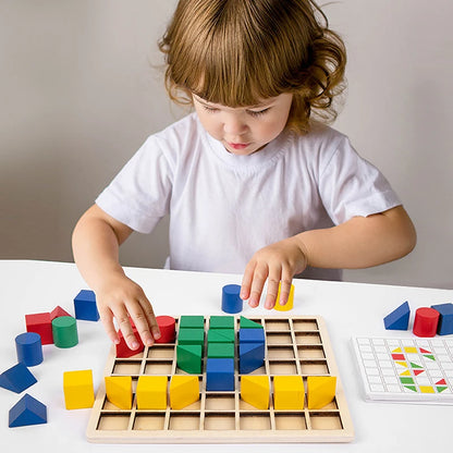 Wooden Creative Blocks Puzzle Children Montessori Color Shape Matching Early Education Educational Toys Kids Intelligence Game