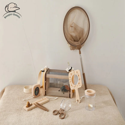 Kid Outdoor Explorer Kit Insect Leaf Cognitive Exploration Toy Kid Wooden Wilderness Adventure Game Set Montessori Toy Baby Gift
