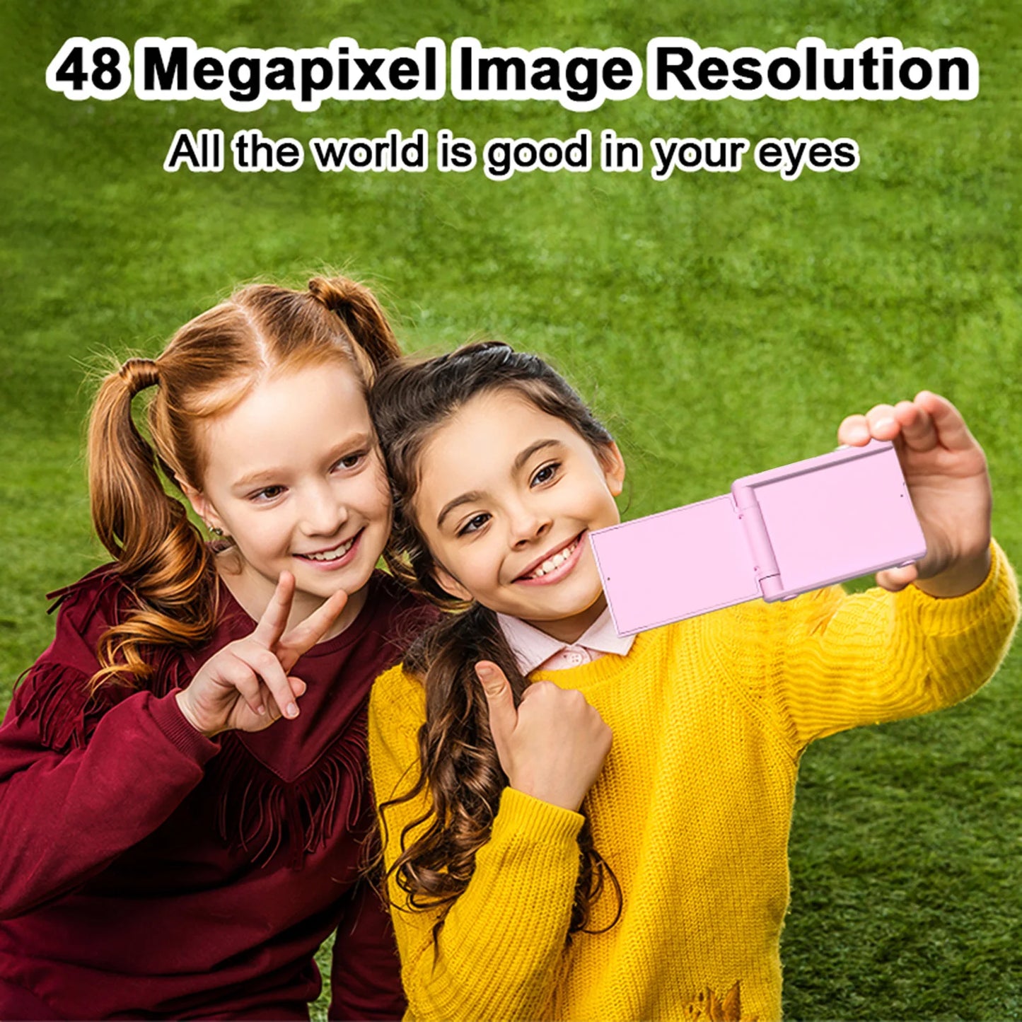 1080P Digital Camera for Kids Digital Video Camera 48MP 2.4 Inch Flip Screen 8X Zoom Telescopic Rotating Lens Gifts for Kids
