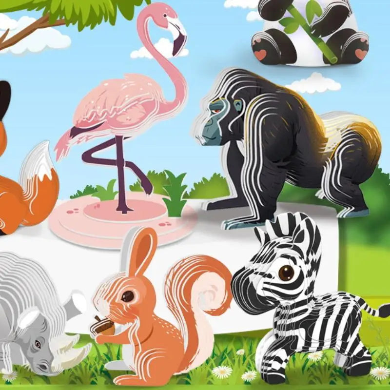 Montessori Educational Toy Set, DIY 3D Paper Model Assembly Animal Puzzle, Exciting Learning Play for Boys and Girls