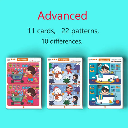 Children's Focus and Observation Training, Spot the Difference, from Hyperactivity to Concentration, Educational Game Cards