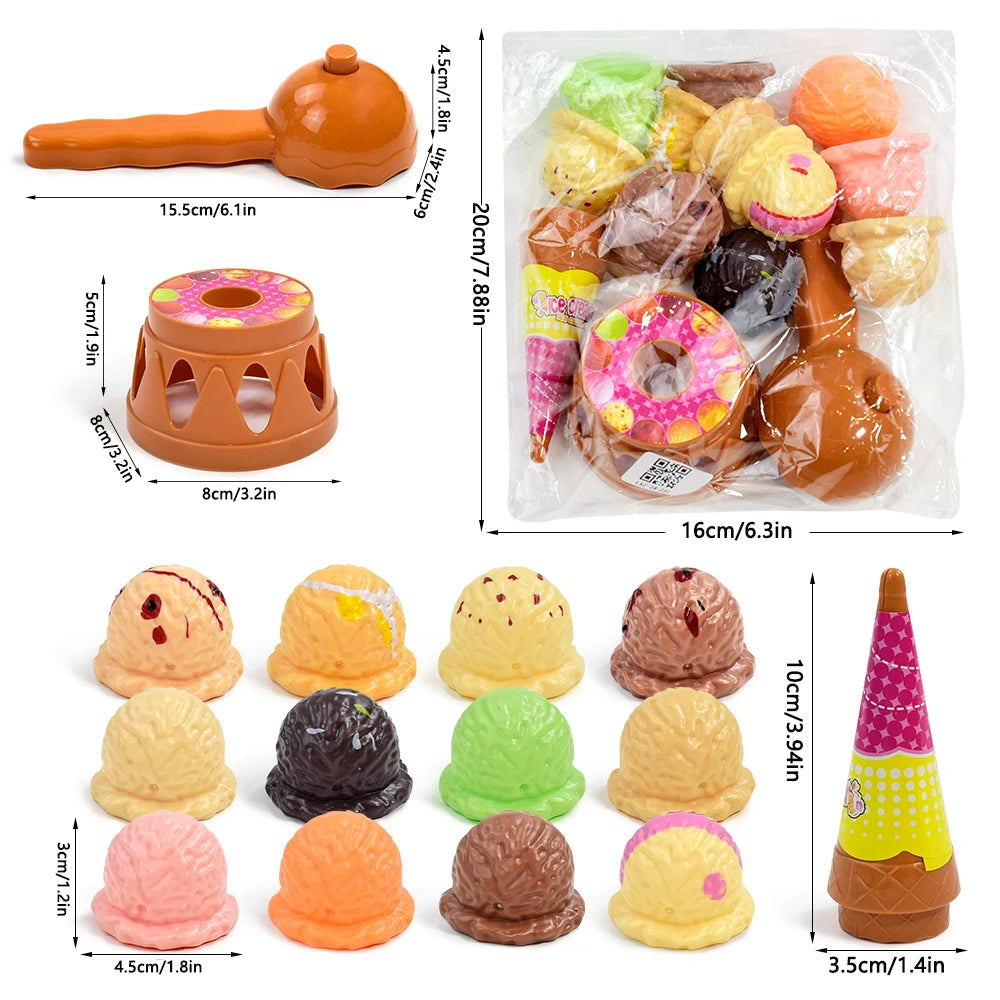 Children's Ice Cream Stacking Games Simulated Food Stack Up Play Kids Kitchen Pretend Play Toy Educational Toys For Gift Box