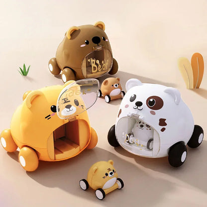 Montessori Children's Toy Car Press and Slide Toy Car Interactive Educational Toys 1 Year Old Boy Girl Birthday Gift