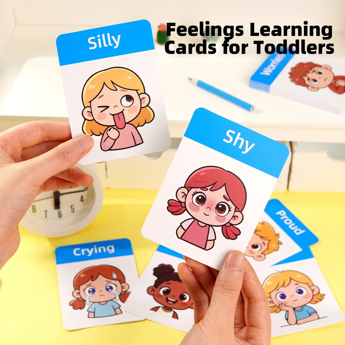 Children's Emotion Flash Cards Kids Feelings Recognition Flashcard Preschool English Learning Cards Toddler Social‑Emotional