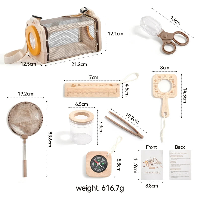 Kid Outdoor Explorer Kit Insect Leaf Cognitive Exploration Toy Kid Wooden Wilderness Adventure Game Set Montessori Toy Baby Gift