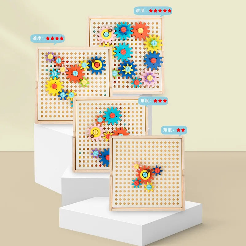 Montessori Early Education Cognitive Gear Game Rotation Exploration Mechanical Principles Training Hands-on Ability Puzzle Game