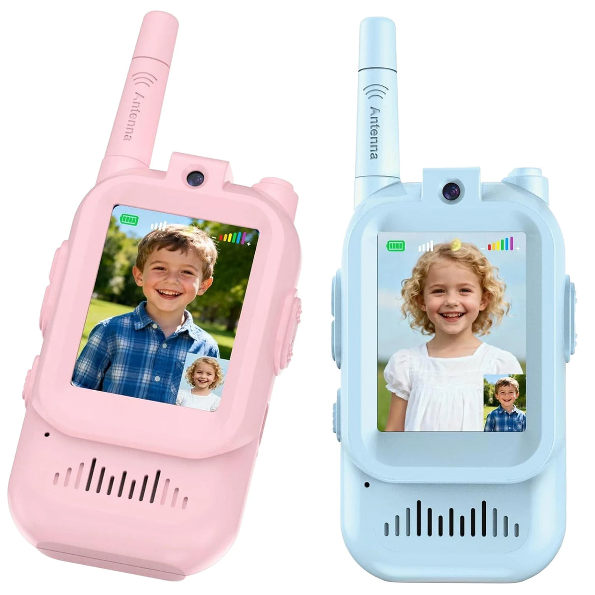 Video Walkie Talkies for Kids 2 Pack Rechargeable Intercom Walkie-talkie Cute 2 Inch Screen One-Click Call Child Video Intercom