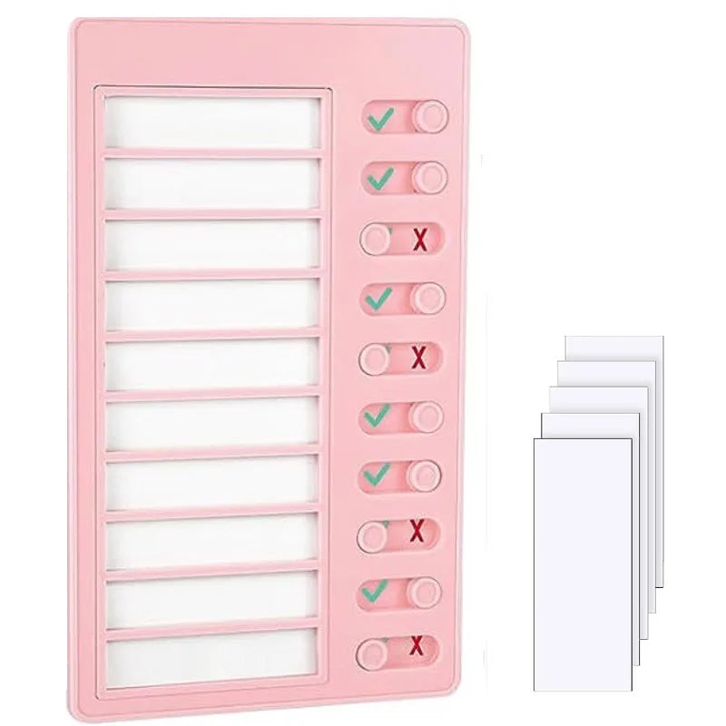 1 pcs Kids Chore Chart with 5 pcs Blank Card,Plastic Checklist Board with Detachable Cardstock to Do List for Routine Planning