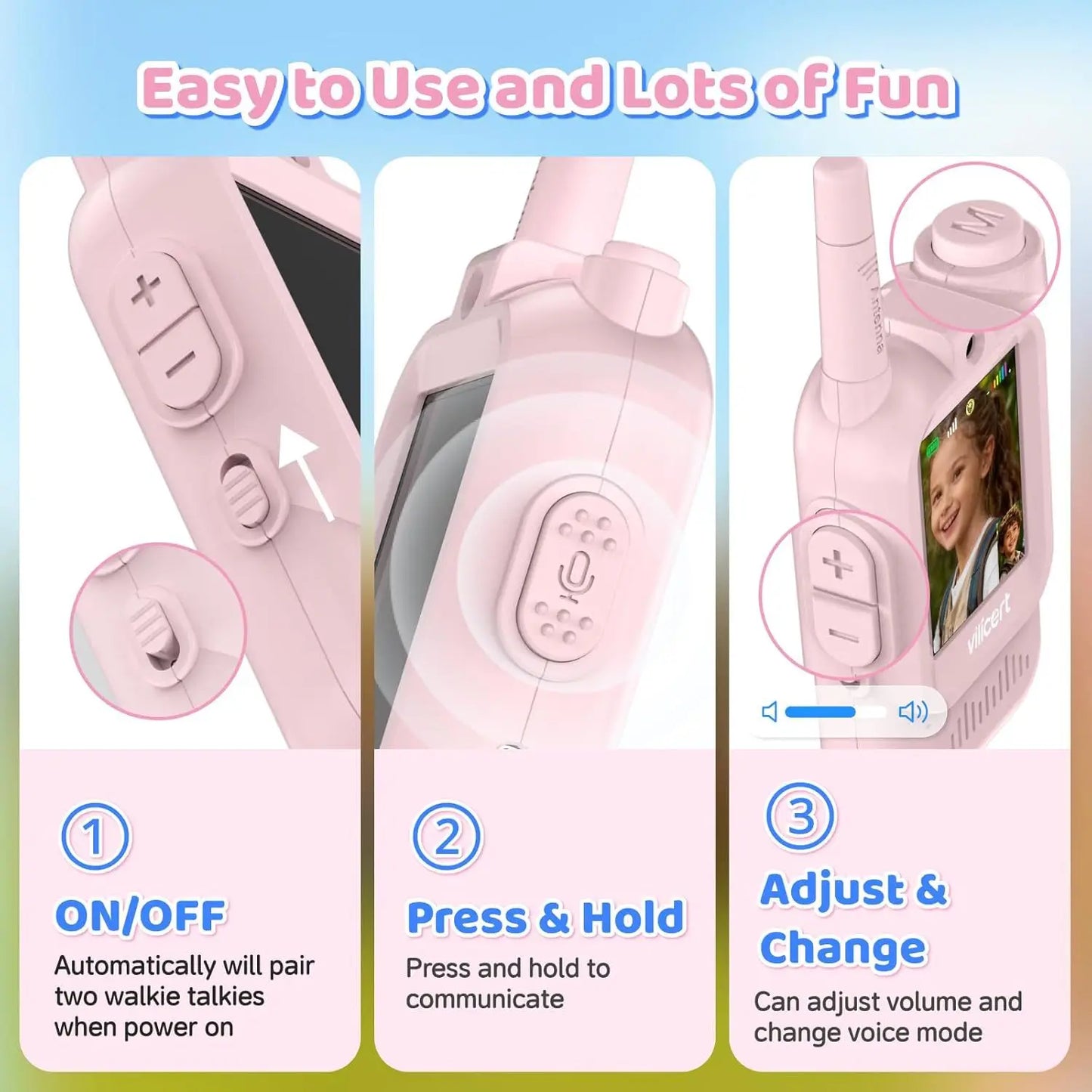 Kids Video Walkie Talkie Mini Smart Camera 2PCS Rechargeable 2-inch Screen One-Click HD Call Intercom For Kids Gifts