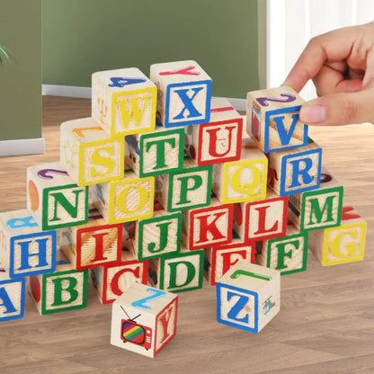 Cognition Learning Wooden Building Blocks Early Education Motor Skills Letter Cognitive Toys Cartoon ABC Letter