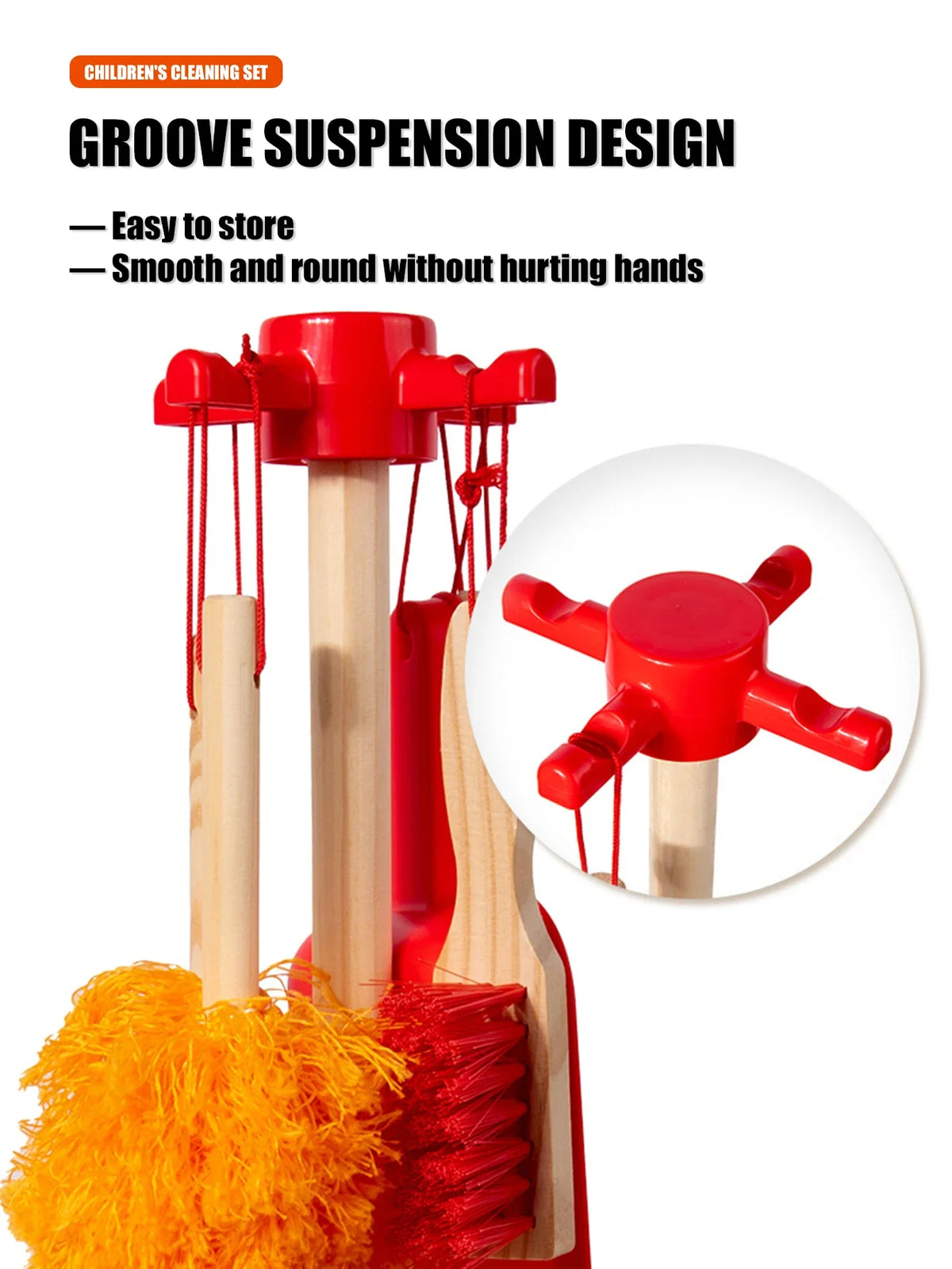 Montessori Wooden Cleaning Set Toy Broom Mop Set Little Boy Girl Simulated Children's Cleaning Tool Exercise Self-care Ability