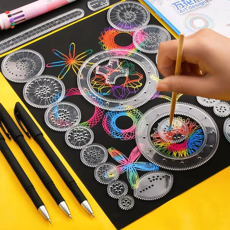 Funny Spirograph Drawing Toys Set Creative Gears Geometry Stencils Painting Template Art Crafts Kids Educational Students Gifts