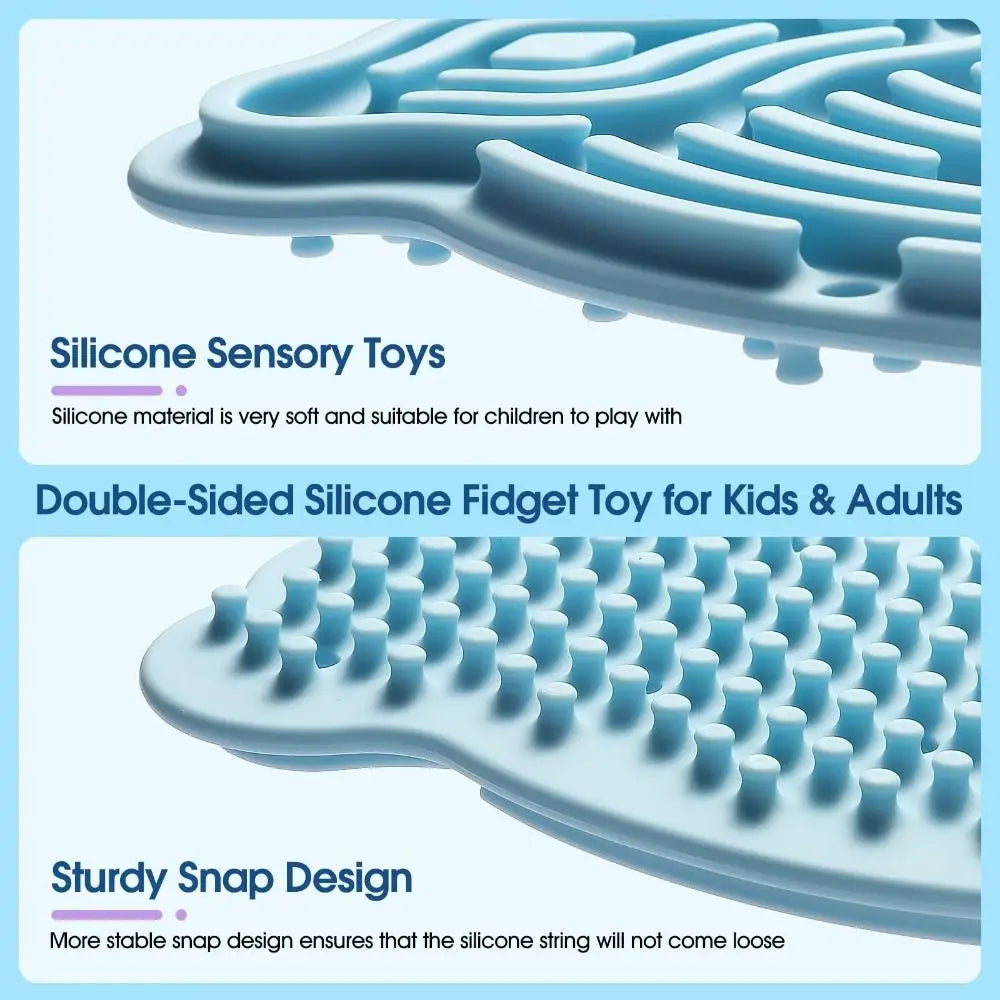 Silicone Sensory Activity Board 12 Strings Double-Sided Fidget Toy Calming Stress Relief Rainbow Sensory Toys ADHD and Autism