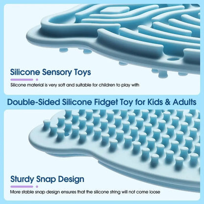 Silicone Sensory Activity Board 12 Strings Double-Sided Fidget Toy Calming Stress Relief Rainbow Sensory Toys ADHD and Autism