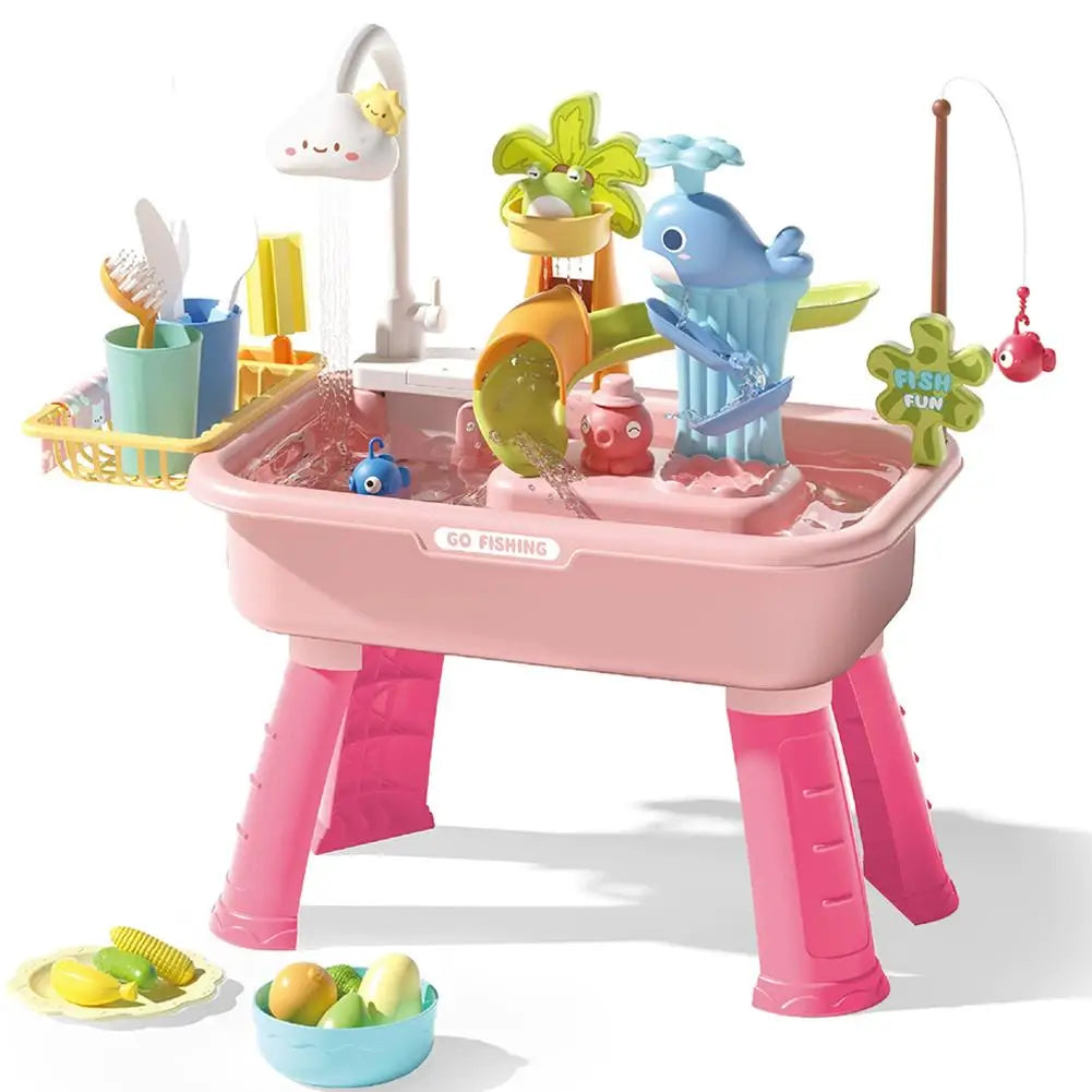 Kids Electric Circulating Water Sink Toys, Pretend Play Kitchen Dishwasher, Role Play  Kitchen Water Basin Educational Toy