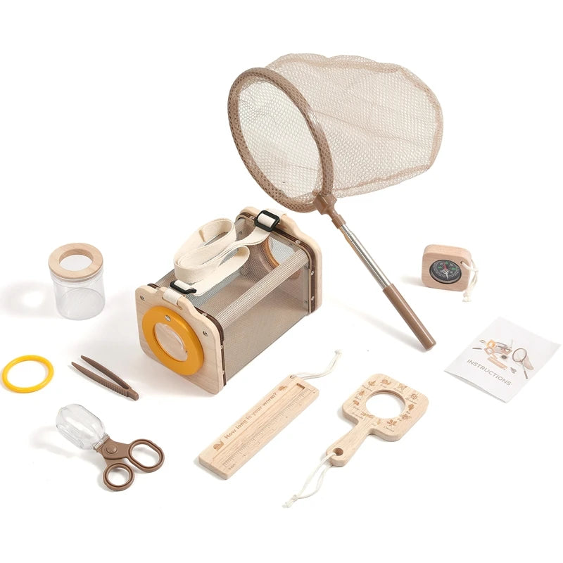 Kid Outdoor Explorer Kit Insect Leaf Cognitive Exploration Toy Montessori Toy Kid Wooden Wilderness Adventure Game Set Baby Gift