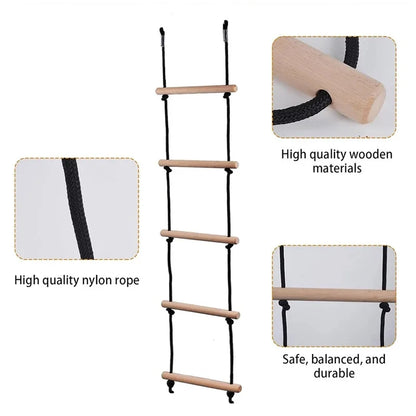 Children Climbing Rope Ladder Wooden Swing Kids Indoor Outdoor Tree Playground Recreation Play Game Bodybuilding Set