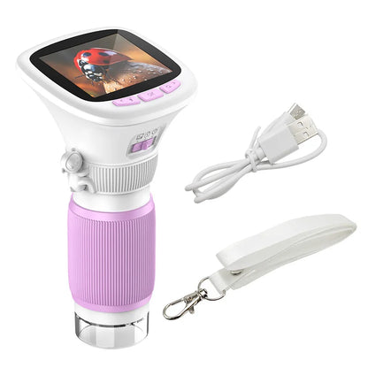 Kids Handheld Microscope with 2.4 Inch IPS HD Screen, 200X & 1000X Magnification, Photo/Video Recording, for Children Ages 6-12