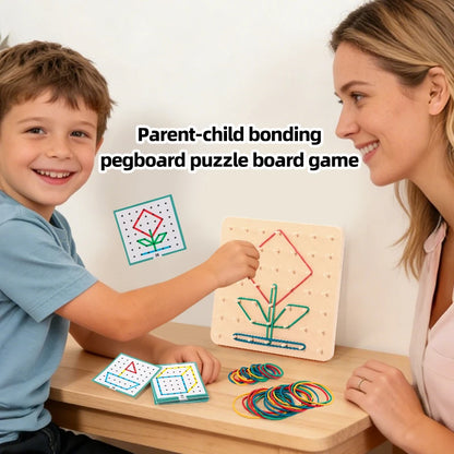 Geometric Creative Math Teaching Aids Creative Toy Graphics Rubber Tie Nail Boards with Cards Education Preschool Kids Toy