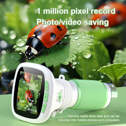 Kids Handheld Microscope with 2.4 Inch IPS HD Screen, 200X & 1000X Magnification, Photo/Video Recording, for Children Ages 6-12