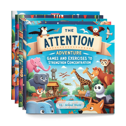5PCS The Attention Adventure Books for Kids – Fun Games & Exercises to Strengthen Focus and Concentration Skills