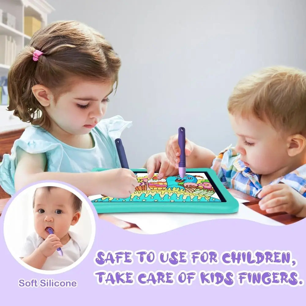 Anti-Rolling Kid-Friendly Stylus Pens Kids Silicone Tablet Stylus Pens All Touch Screen Devices with Anti-lost Tether