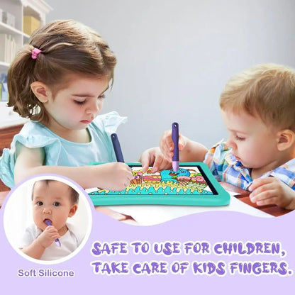 Anti-Rolling Kid-Friendly Stylus Pens Kids Silicone Tablet Stylus Pens All Touch Screen Devices with Anti-lost Tether