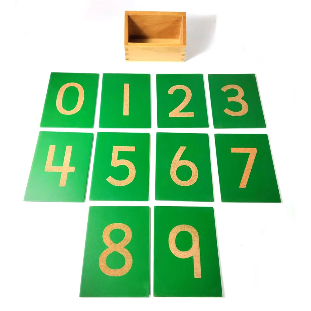 Montessori Baby Toy Math 9x12cm Wood Sandpaper Number 0-9 Green Board Early Childhood Education Preschool Training Kids Toys